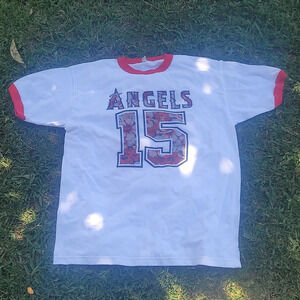 Anaheim California angels Tim Salmon 15 floral Hawaiian t shirt  xl baseball red